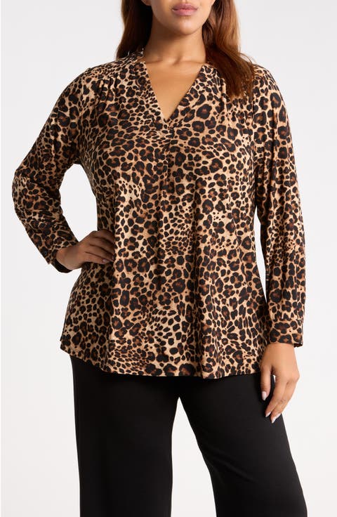 Print Split Neck Top