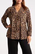 AK ANNE KLEIN Print Split Neck Top