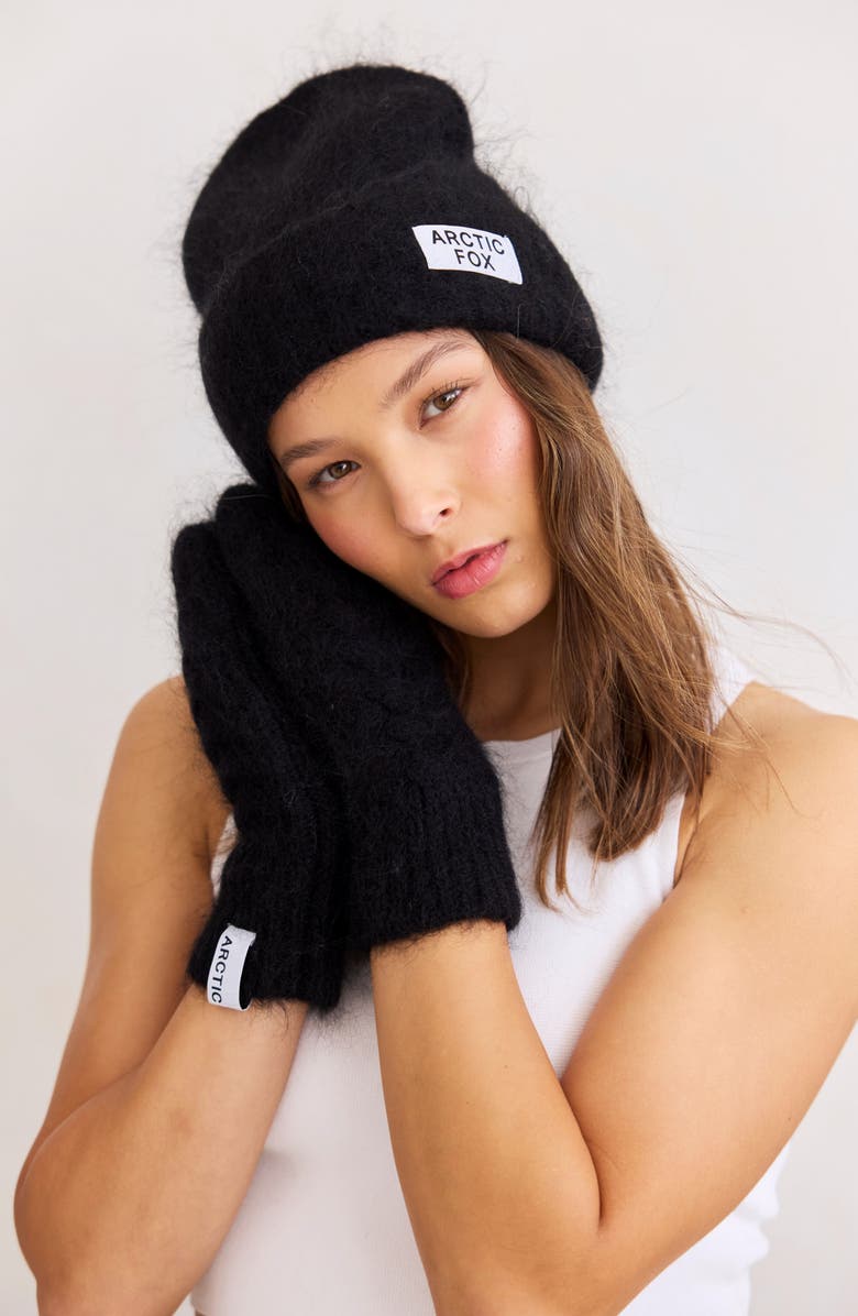 Arctic Fox & Co The Mohair & Merino Wool Blend Mittens, Alternate, color, Ebony Black