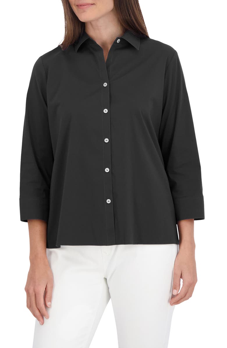 Foxcroft Sanda Cotton Blend Button-Up Shirt, Main, color, 