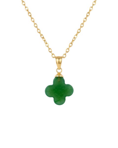 Clover Green Jade Pendant Necklace