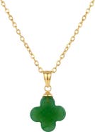 seree Clover Green Jade Pendant Necklace