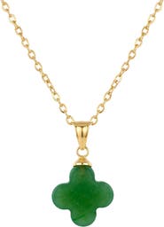 seree Clover Green Jade Pendant Necklace