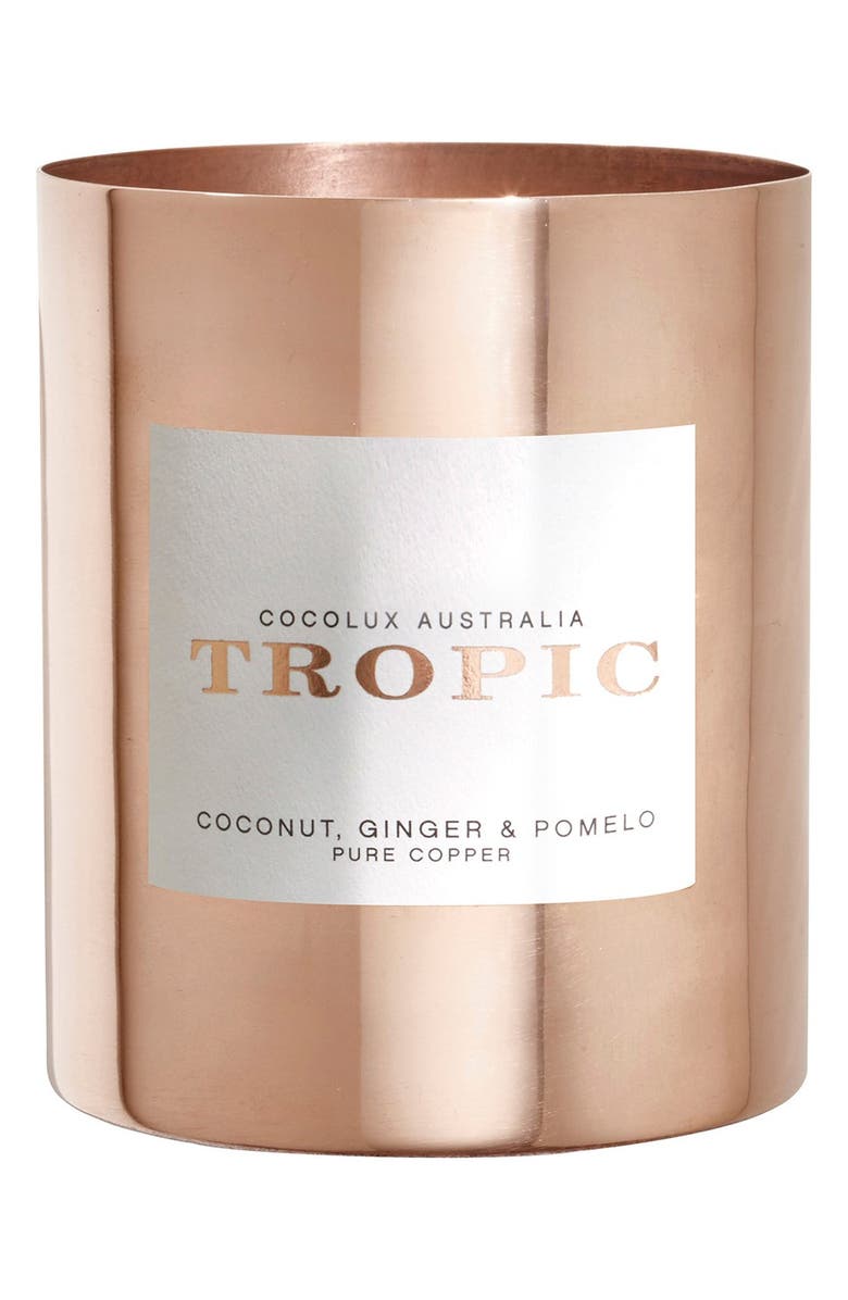 Cocolux Australia Coconut, Ginger & Pomelo Copper Candle, Main, color, 