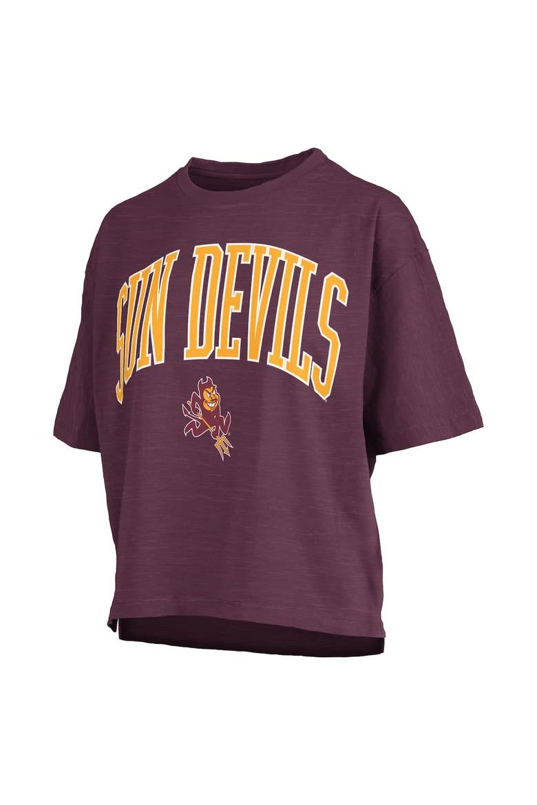 Women's Pressbox Maroon Arizona State Sun Devils Nelson Arch Over Logo Waist Length Oversized Slub T-Shirt, Alternate, color, Maroon