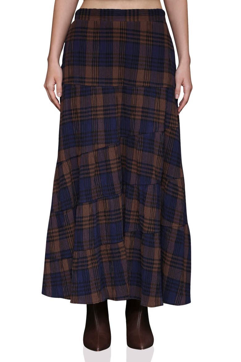 Plaid Cotton Tiered Maxi Skirt video