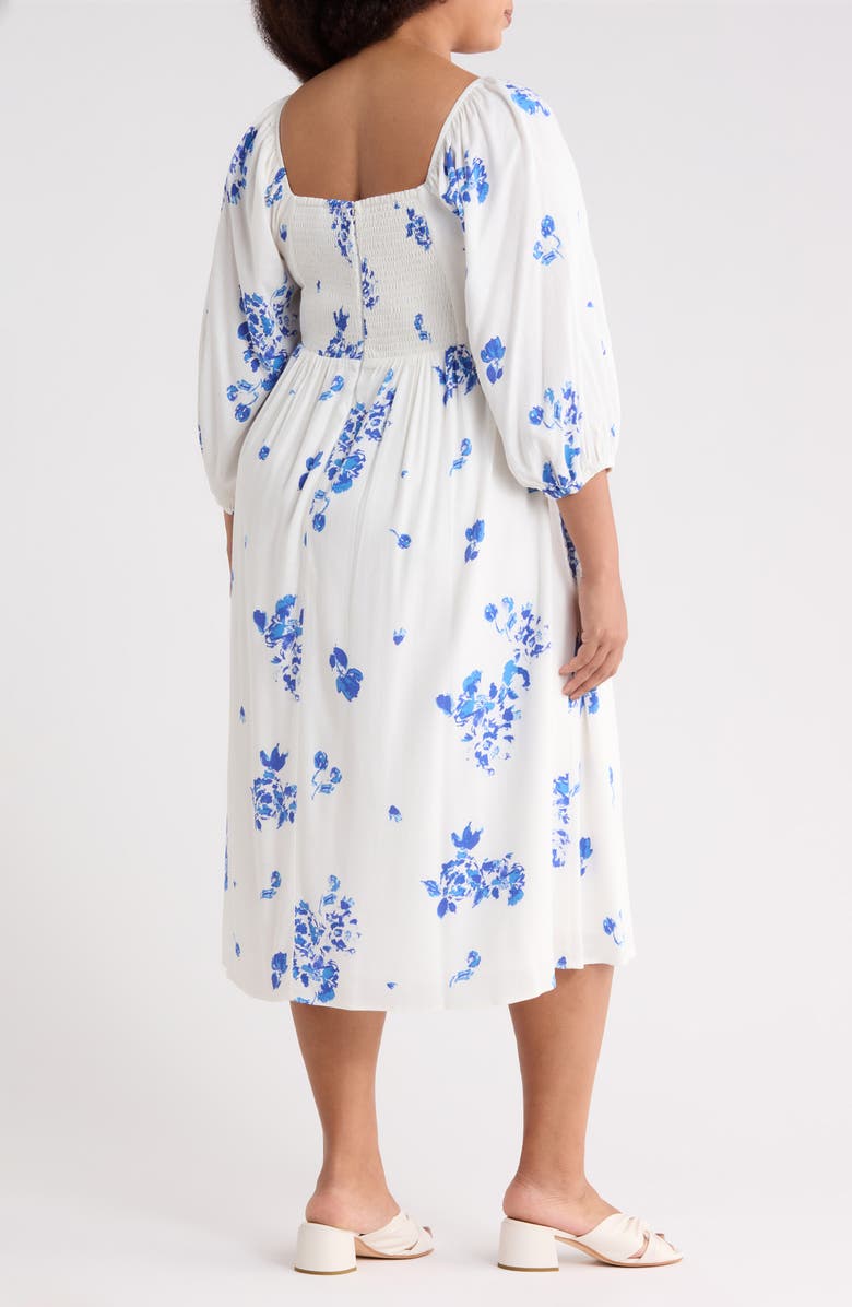 SUGARLIPS Mildred Floral Granger Midi Dress, Alternate, color, White Blue
