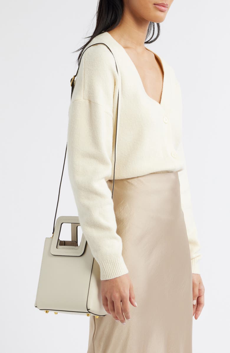 STAUD Mini Shirley Leather Satchel, Alternate, color, Cream Cont