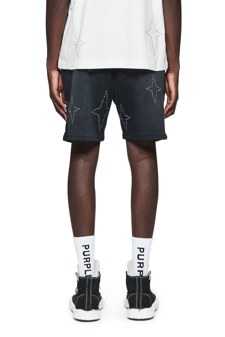 Studded French Terry Sweat Shorts, Alternate, color, BLACK
