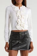 Alice + Olivia Dollie Ruffle Trim Cardigan