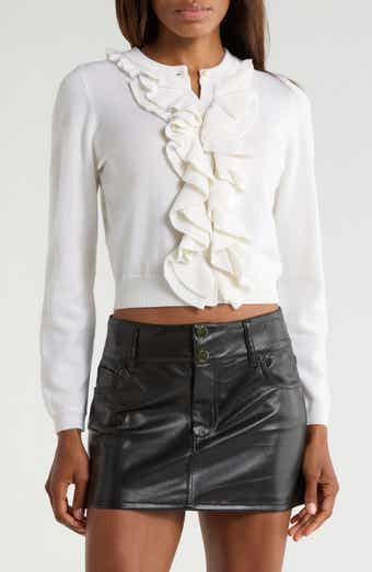 Alice + Olivia Dollie Ruffle Trim Cardigan