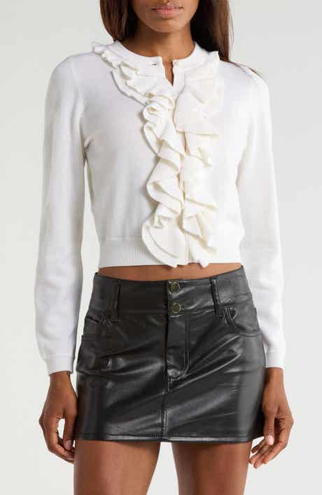 Alice + Olivia Dollie Ruffle Trim Cardigan