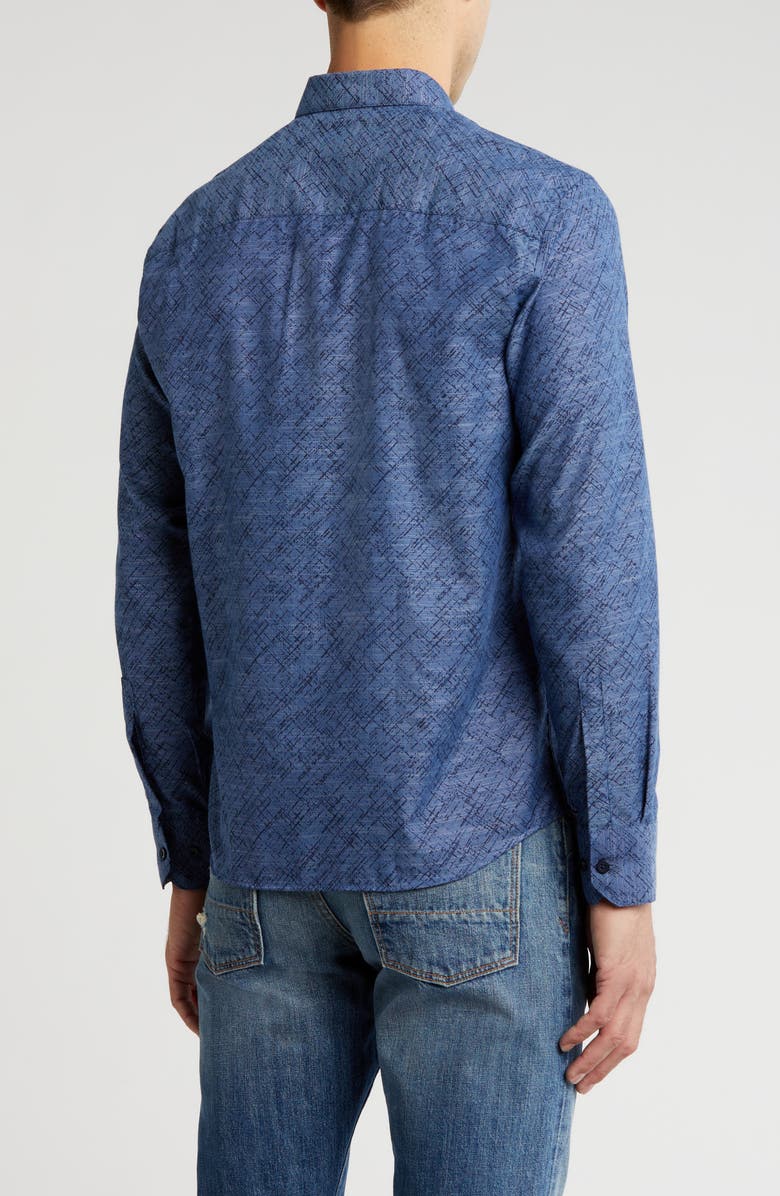 WESTZEROONE Costas Long Sleeve Trim Fit Button-Up Shirt, Alternate, color, Navy