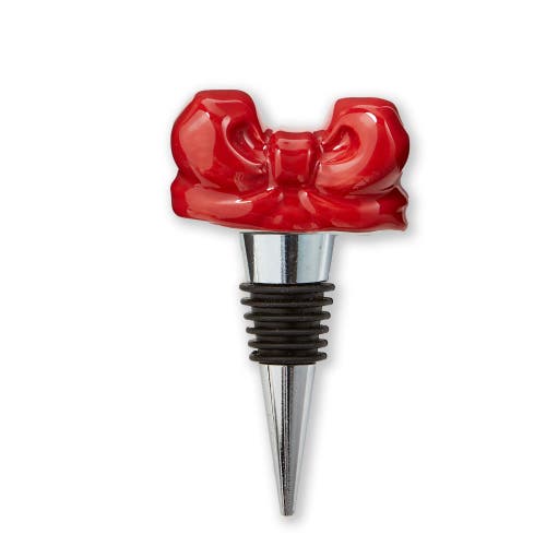 Tag Very Merry Bow Bottle Stopper Red Ceramic Christmas Decor In Red