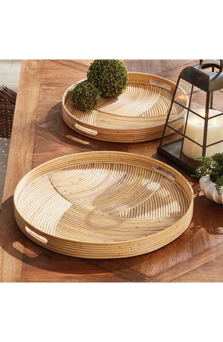 Napa Home & Garden Jelani Cane Round Decorative Trays Set of 2, Alternate, color, Beige