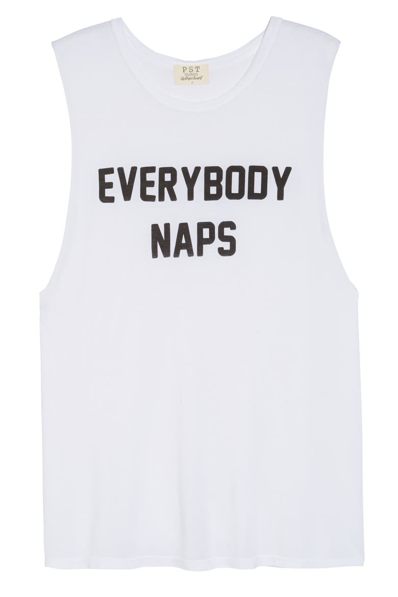 Everybody Naps Muscle Tee, Alternate, color, WHITE