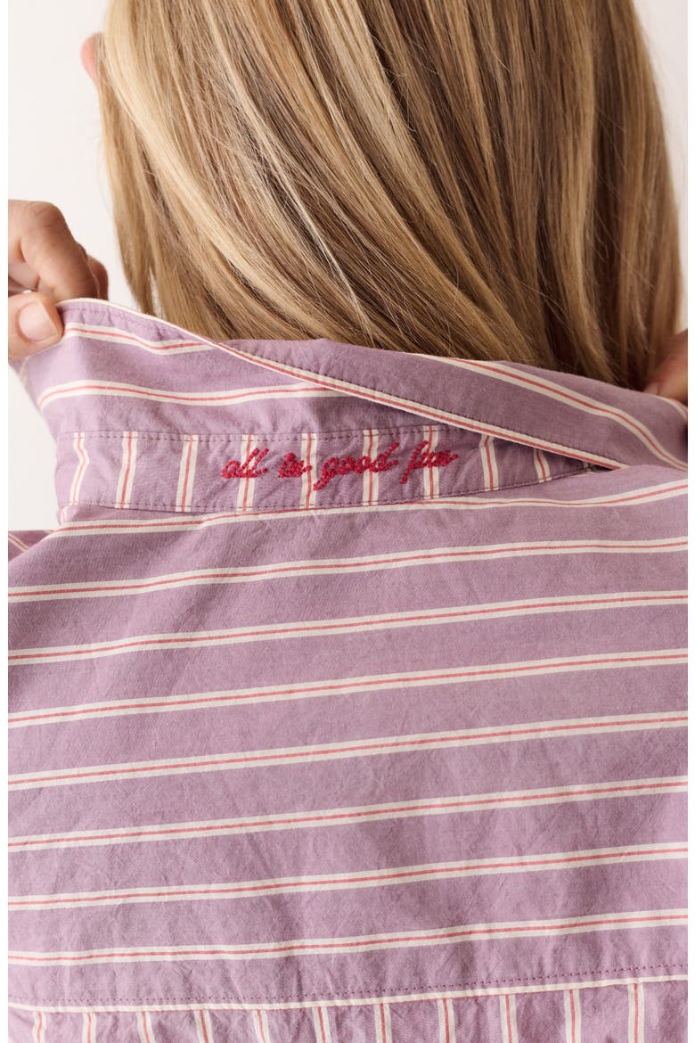Jane Relaxed Pima Cotton Shirt, Alternate, color, PURPLE STRIPE