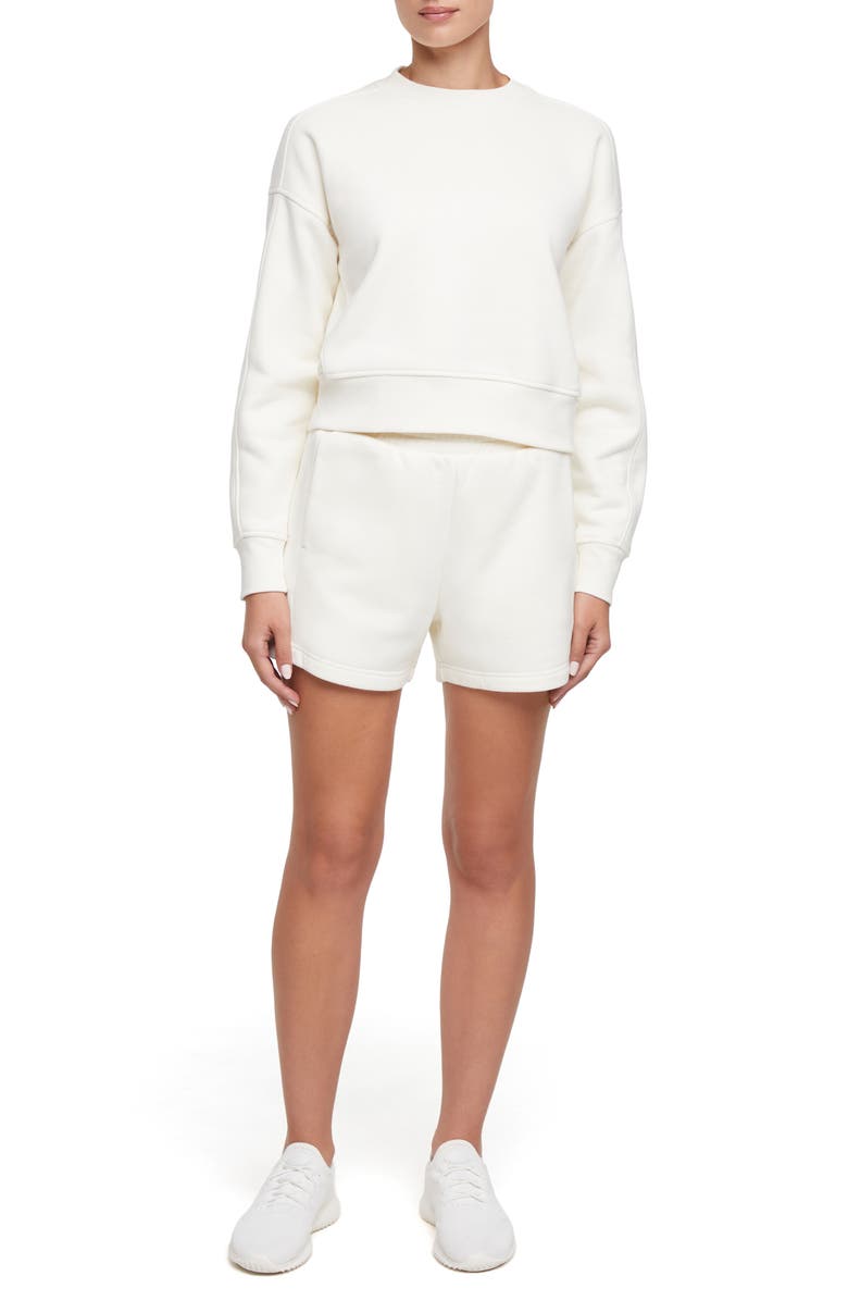 BALANCE COLLECTION Wren Fleece Sweatshirt & Shorts Set, Main, color, Egret