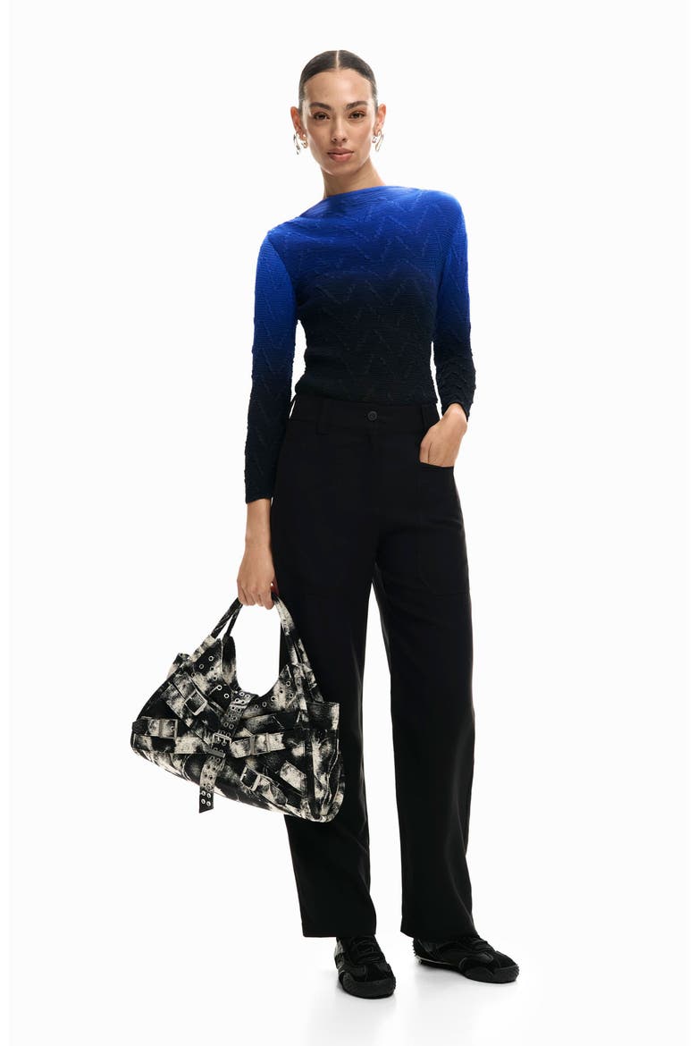 High Waist Straight Leg Pants, Alternate, color, BLACK