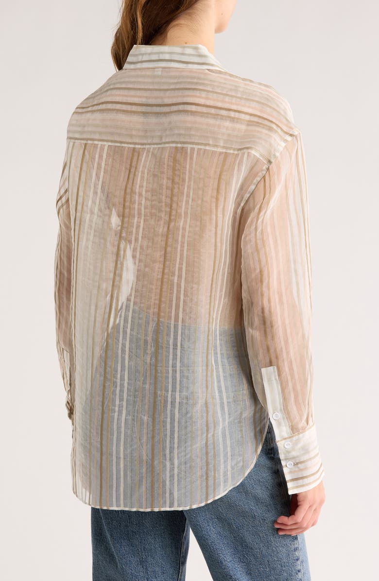 Joie Keeley Stripe Silk & Cotton Button-Up Shirt, Alternate, color,