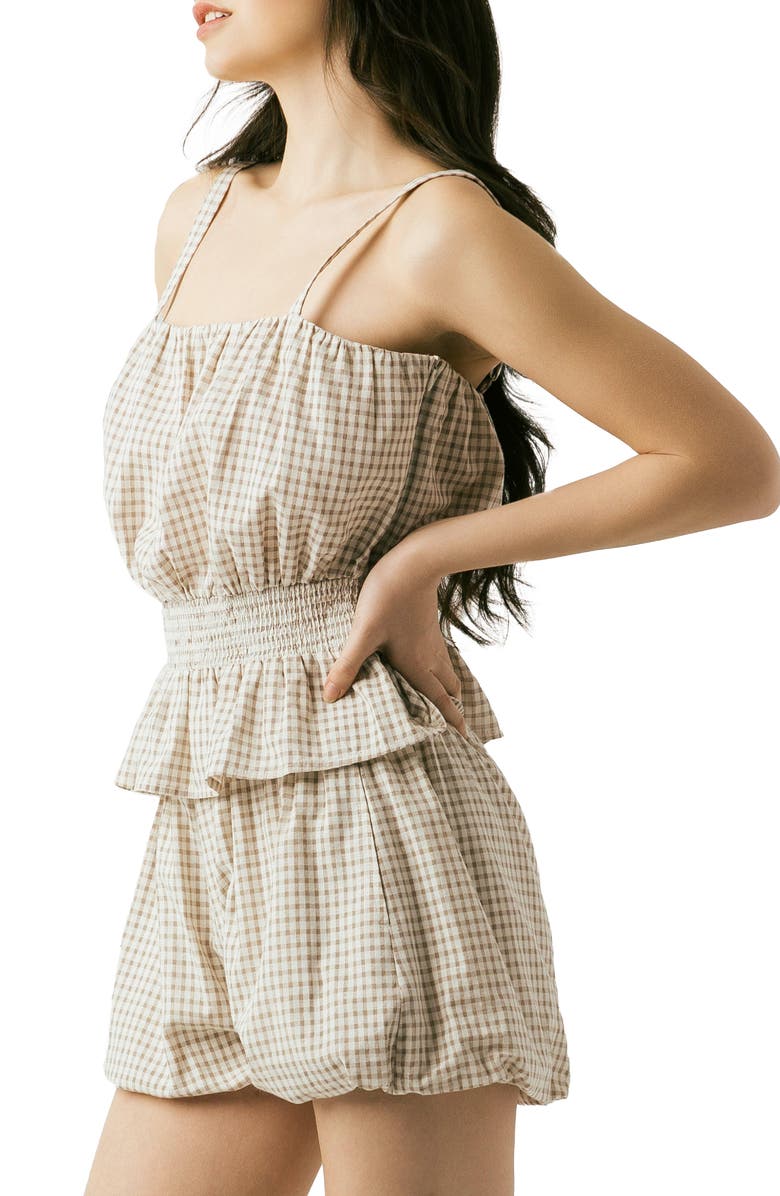 BLANKNYC Gingham Cotton Smocked Waist Camisole, Alternate, color, Beach Club