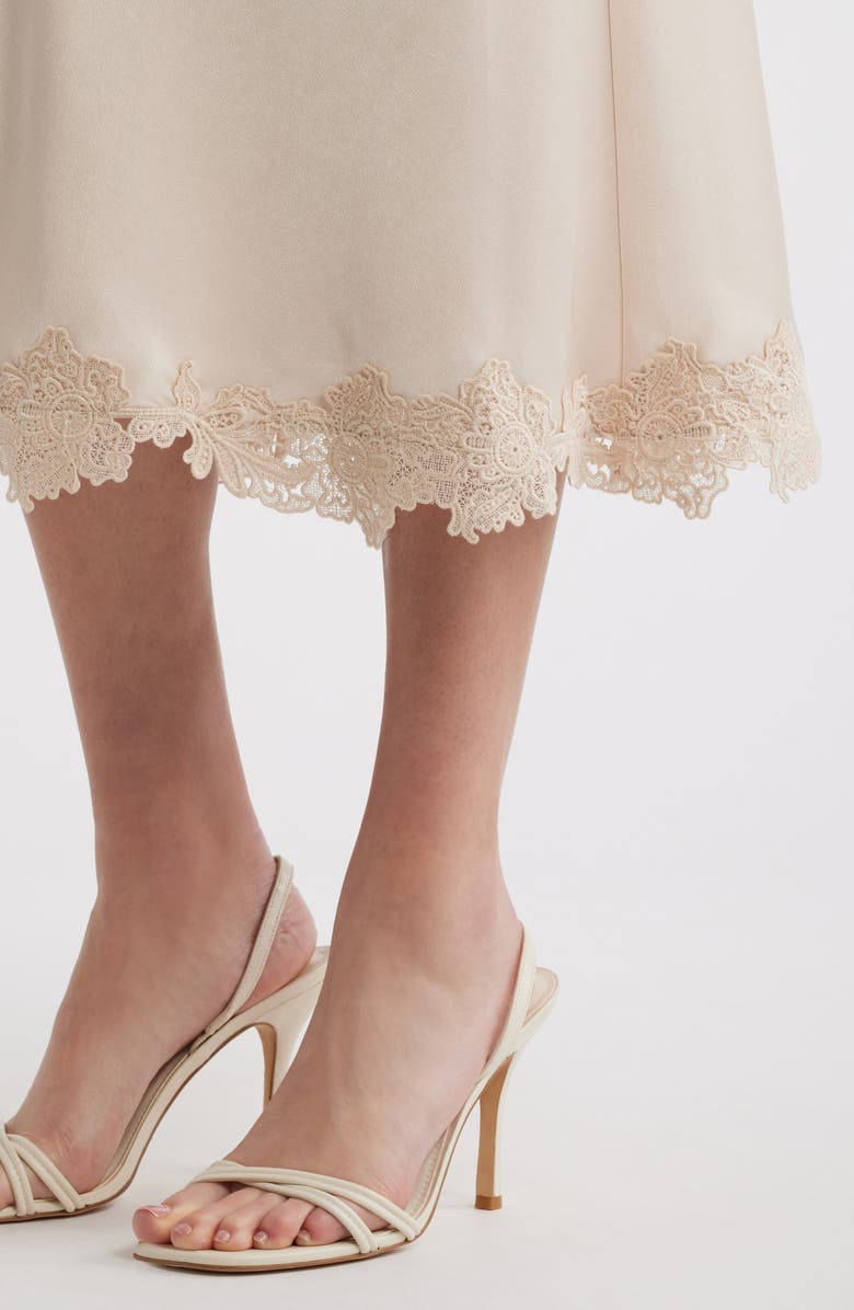 KOBI HALPERIN Brooks Lace Detail Satin Slip Skirt, Alternate, color, Antique