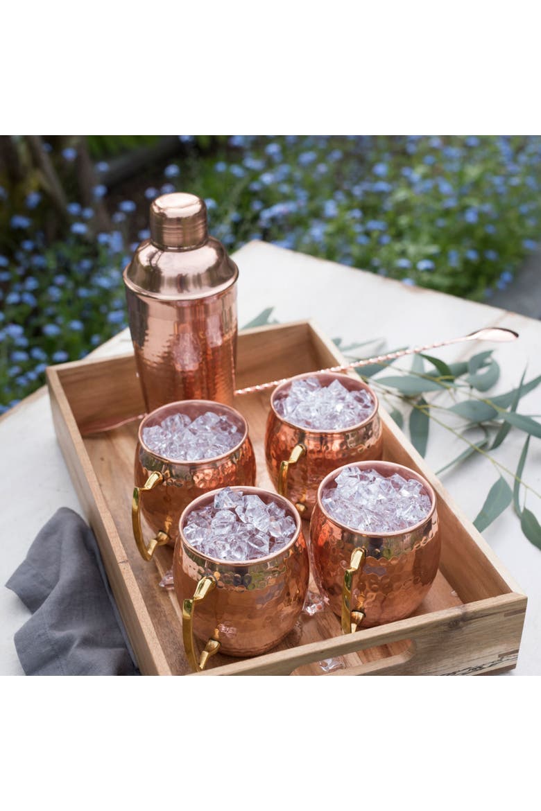 Hammered Mule Mug and Cocktial Shaker in Copper Set of 3, Alternate, color, Copper