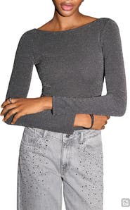 MANGO TEEN Shimmer Open Back Long Sleeve Bodysuit