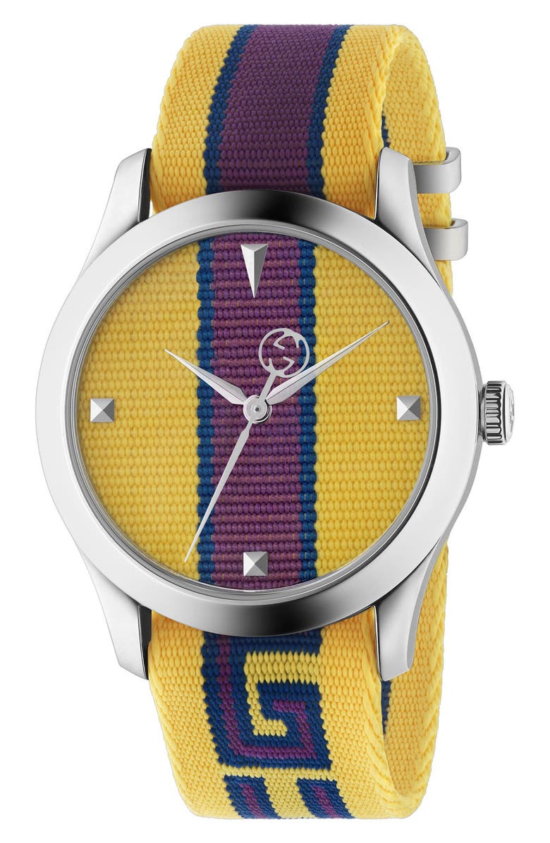 Gucci G-Timeless Nylon Strap Watch, 37mm, Main, color, 