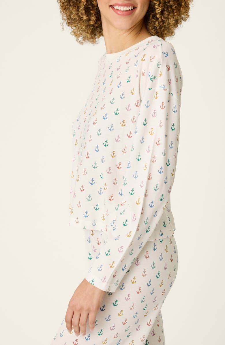 PJ Salvage Meet Me by the Sea Long Sleeve Pajama Top, Alternate, color, Ivory