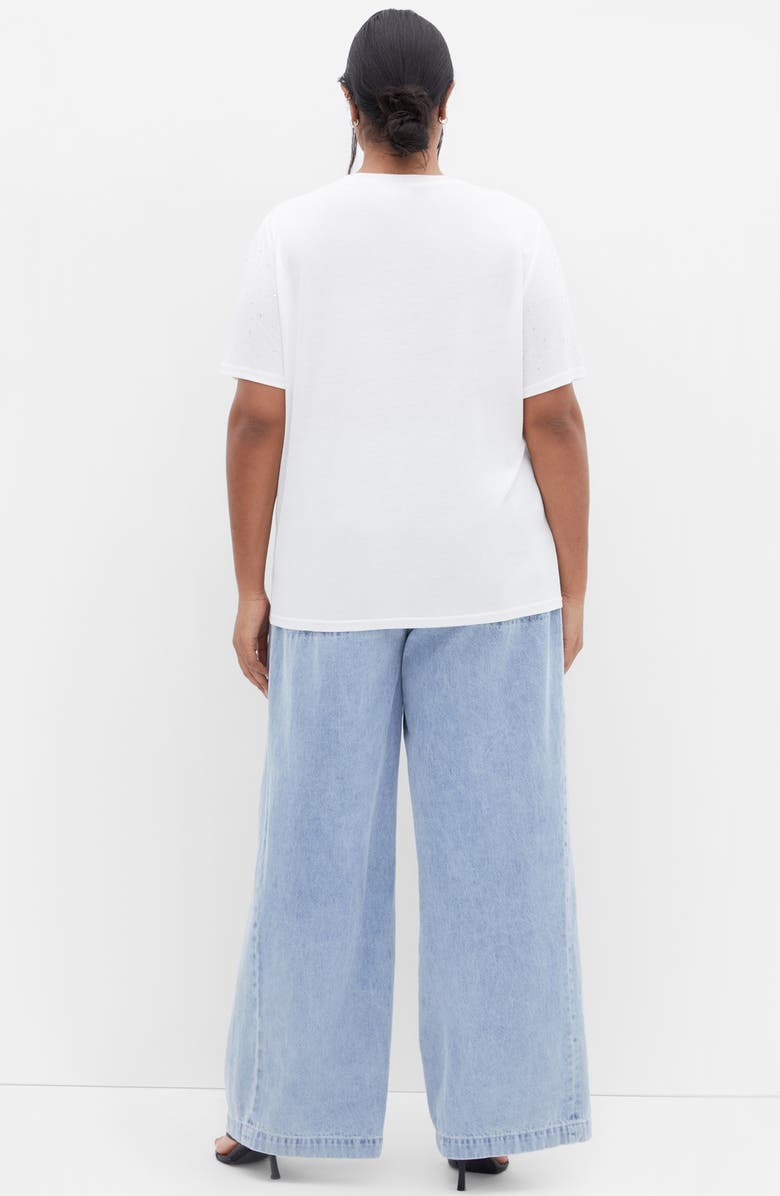 City Chic Blinged Up Embellished T-Shirt, Alternate, color, Ivory