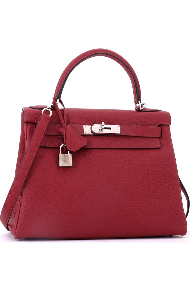 Pre-Owned Hermes Kelly Handbag Red Togo with Palladium Hardware 28, Alternate, color, Rouge Grenat