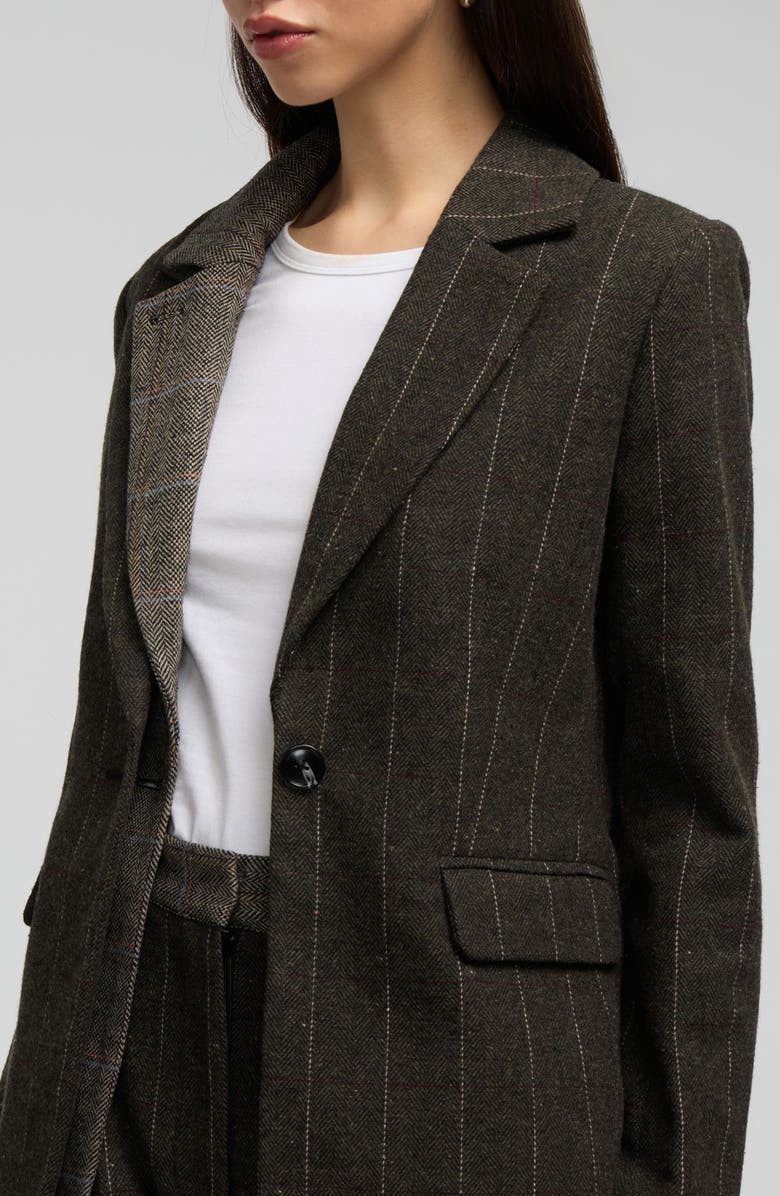 NVLT Double Lapel Tweed Blazer, Alternate, color, Brown