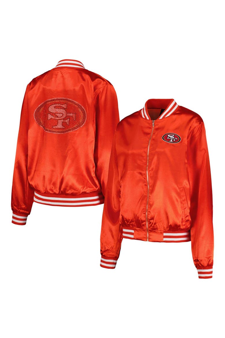 Women's Cuce Scarlet San Francisco 49ers Rhinestone Full-Zip Varsity Jacket, Alternate, color, Scarlet