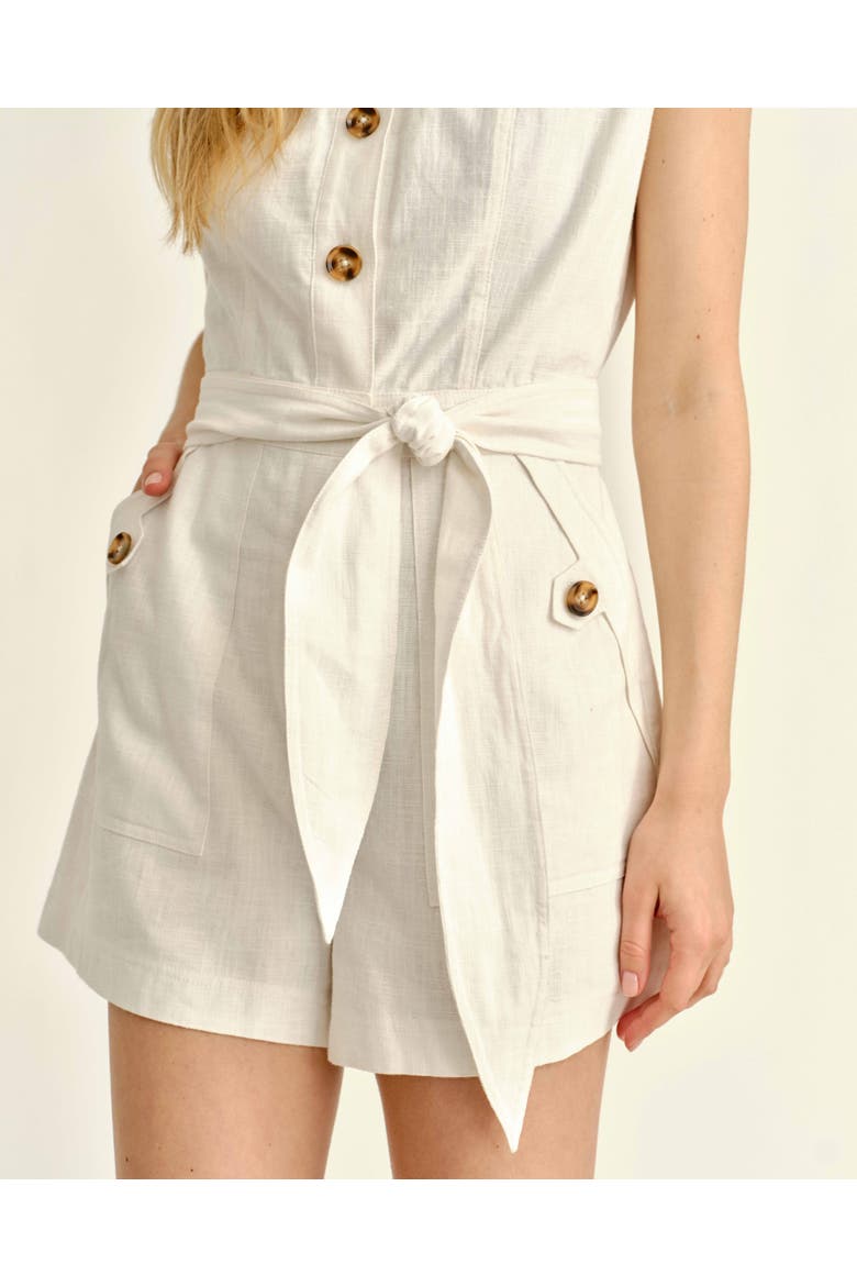 Rachel Linen Romper, Alternate, color, Bright White