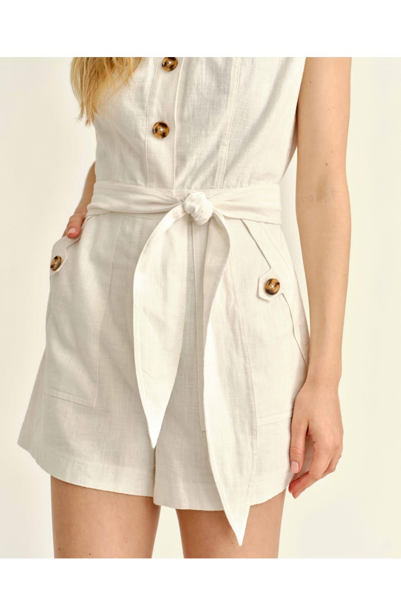 Cartolina Rachel Linen Romper, Alternate, color, Bright White