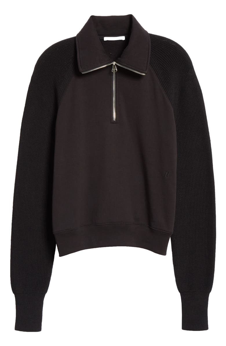 Helmut Lang Contrast Sleeve Quarter Zip Sweatshirt, Alternate, color, 