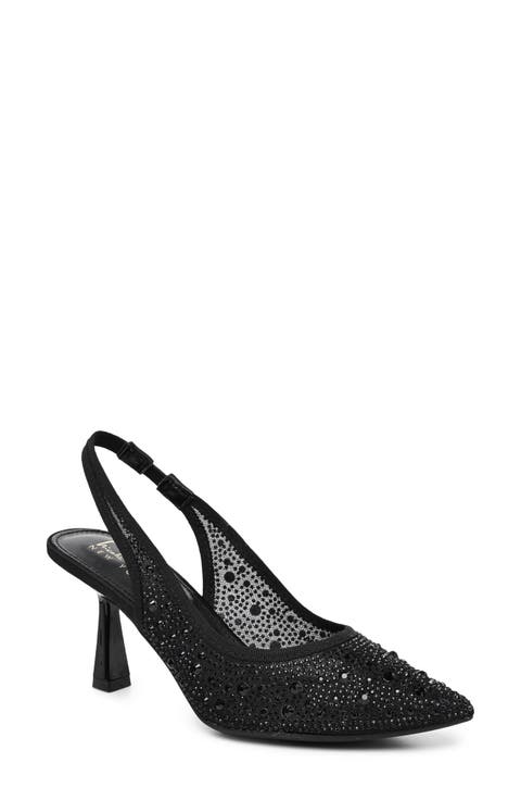 Embellished Pointed Toe Slingback Pump
