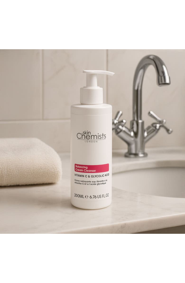 SKINCHEMISTS Balancing Vitamin C & Glycolic Acid Cream Cleanser 200ml, Alternate, color, White