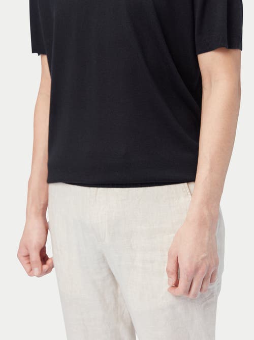 Gobi Mongolian Cashmere Silk Cashmere Polo Shirt In Black