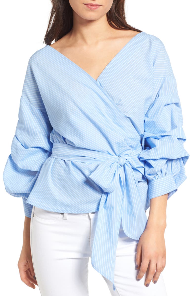 Chelsea28 Poplin Wrap Front Top, Main, color, 