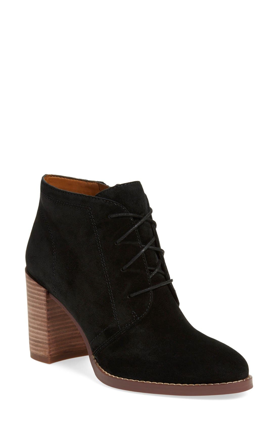 'Omani' Block Heel Bootie, Main, color, BLACK SUEDE