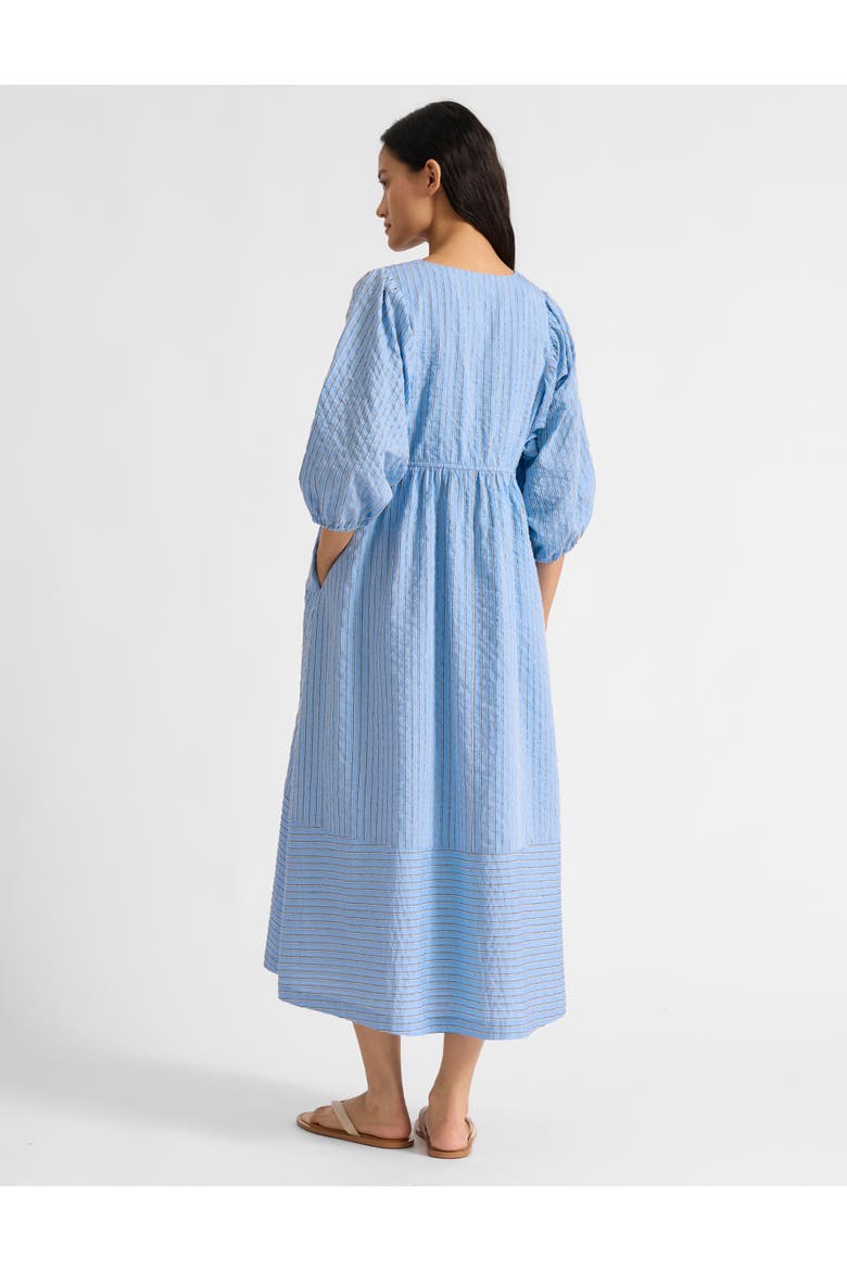 Stripe V-Neck Midi Dress, Alternate, color, Blue