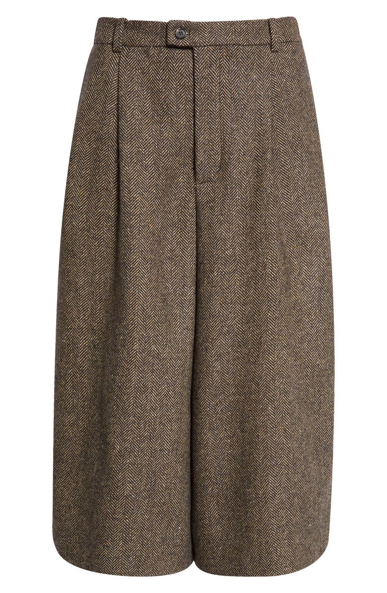 Saint Laurent Wool Herringbone Culottes, Main, color, Brown