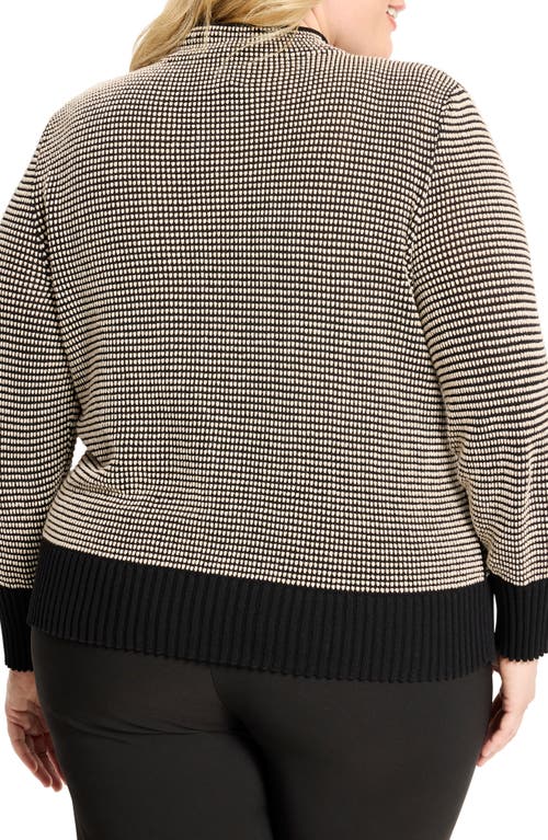 Nic + Zoe Nic+zoe Mock Neck Pixel Knit Sweater In Brown