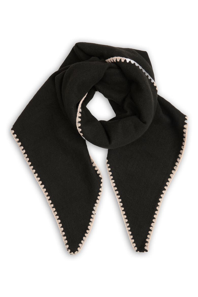 Triangle Knit Trim Shawl, Alternate, color, BLACK