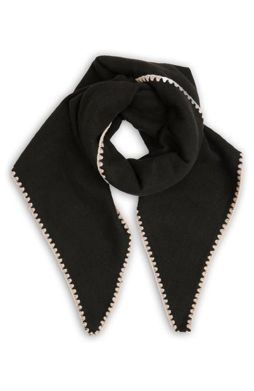 Saachi Triangle Knit Trim Shawl In Black