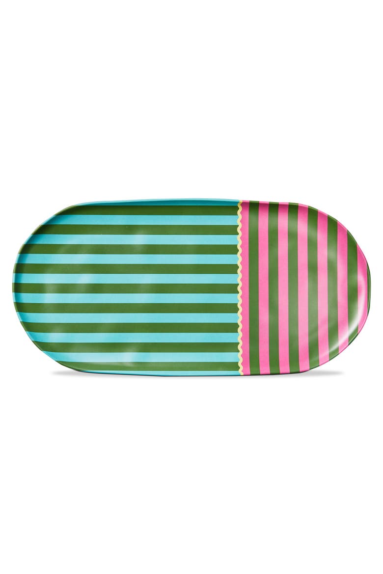Cabana Stripe Melamine Platter Multi Melamine Summer, Main, color, Green
