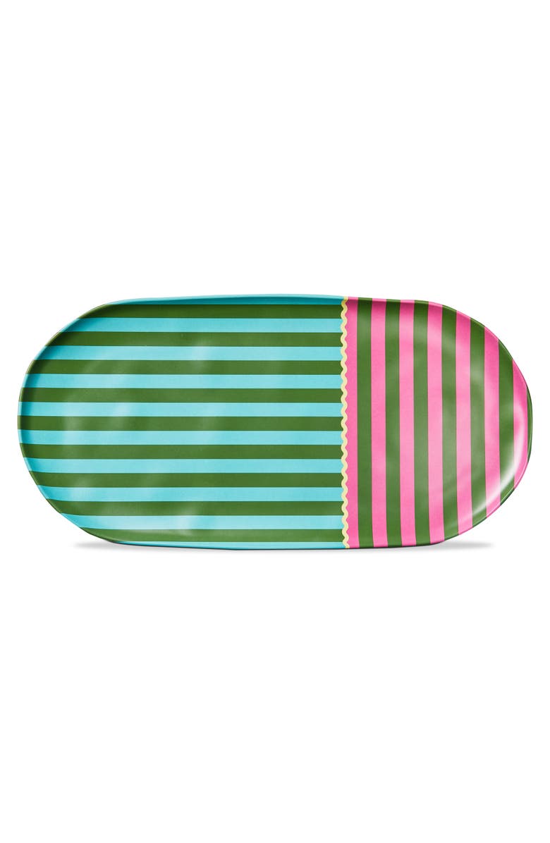 tag Cabana Stripe Melamine Platter Multi Melamine Summer, Main, color, Green
