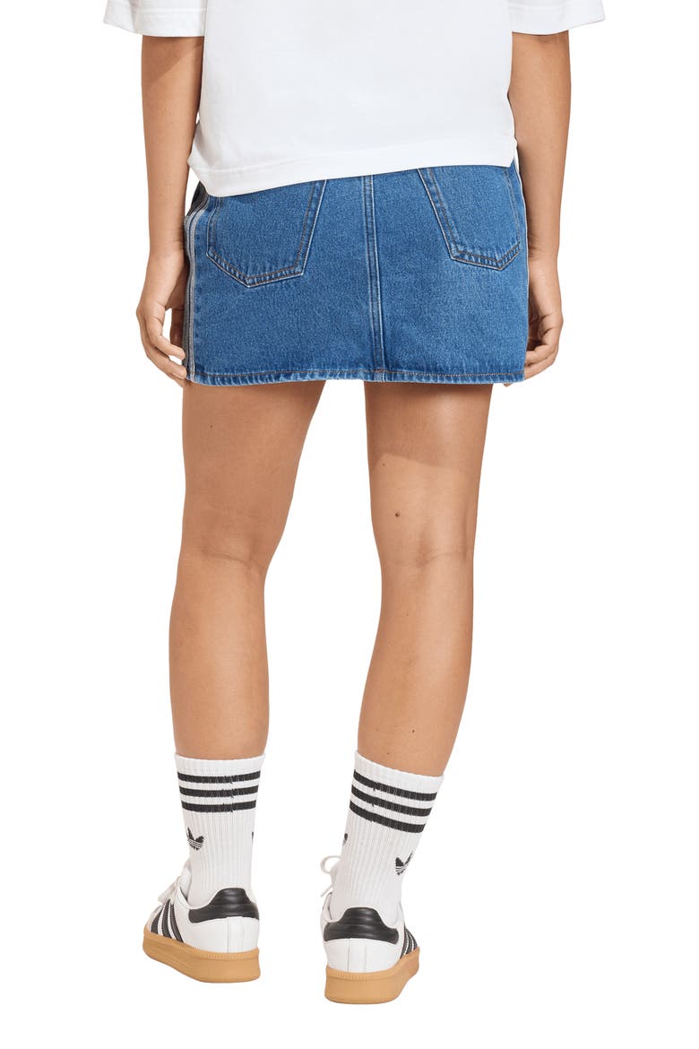 3-Stripes Denim Miniskirt, Alternate, color, INDIGO DENIM